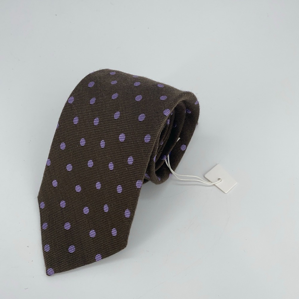 Eton Tie Mens One Size Brown Purple Patterened Silk Luxury Necktie Italy Made